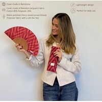 DE LA MUR “FIRE” Fabric/Wooden Fan