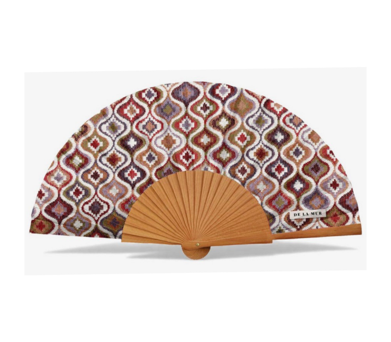 DE LA MUR “WAVE” Fabric/Wooden Fan