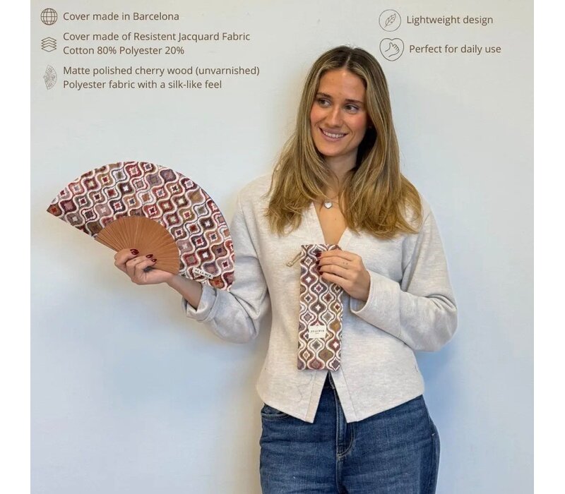 DE LA MUR “WAVE” Fabric/Wooden Fan