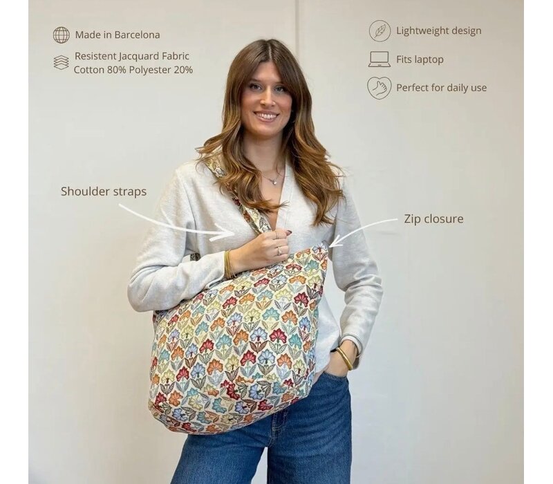 DE LA MUR “FLORA” Large Zipper Bag