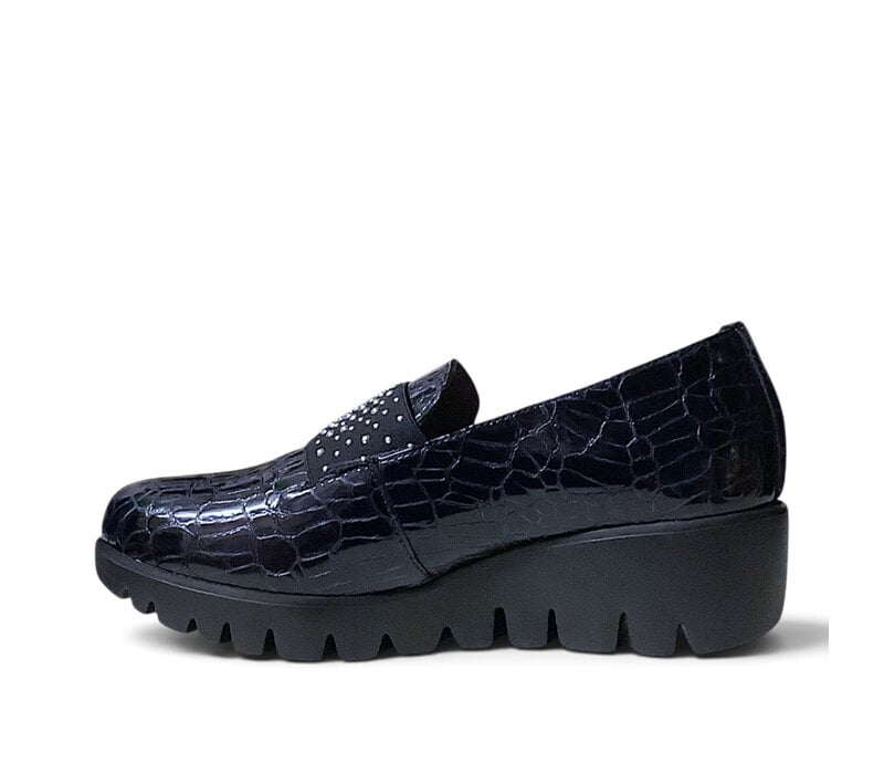 Wonders C-33158 Navy Croc Slip on Shoes