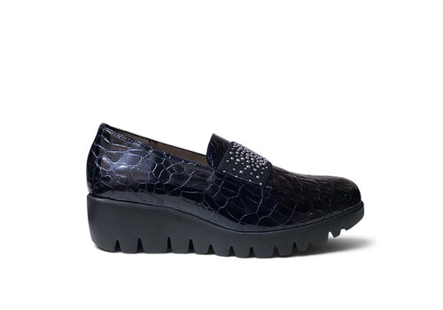 Wonders Wonders C-33158 Navy Croc Slip on Shoes