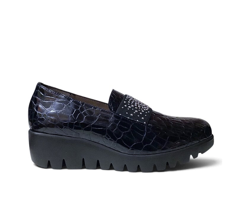 Wonders C-33158 Navy Croc Slip on Shoes