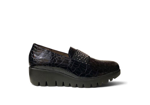 Wonders Wonders C-33158 Black Croc Slip on Shoes