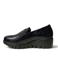 Wonders C-33158 Black Croc Slip on Shoes