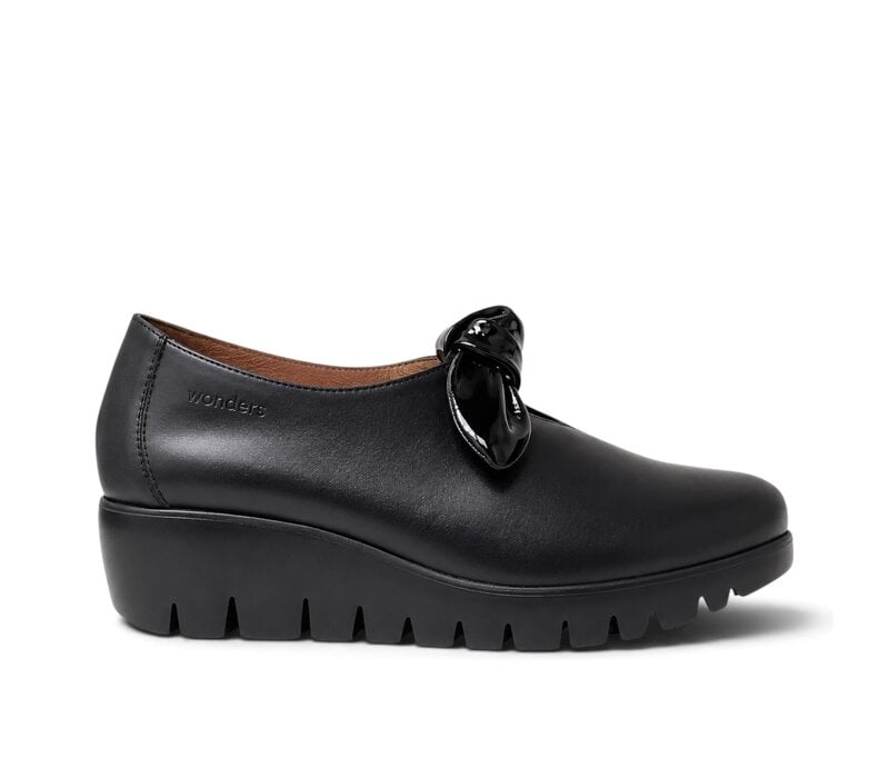 Wonders C-33159 Black Slip on Shoes