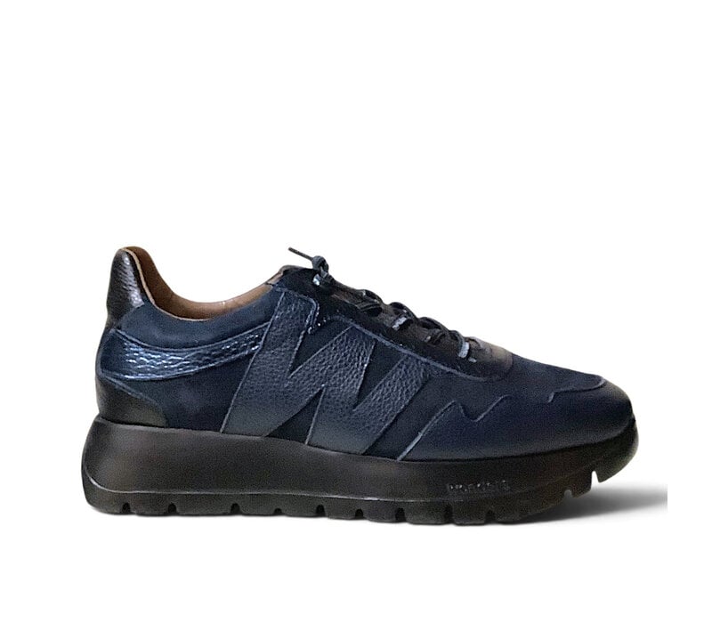 Wonders A-24110 Navy Lea/Sue Sneakers
