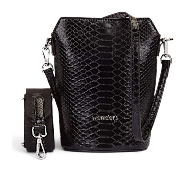 Wonders WB-55036 Black Croc X-Body Bag