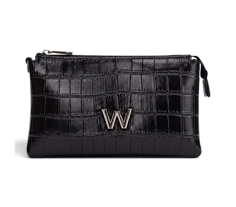 Wonders WB-52007 Black Croc X-Body  Bag
