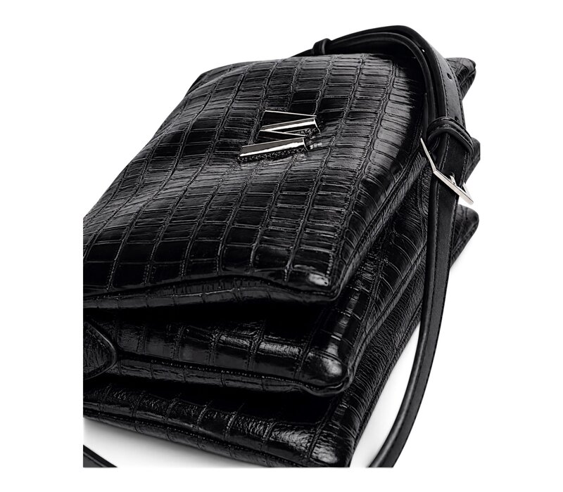 Wonders WB-52007 Black Croc X-Body  Bag