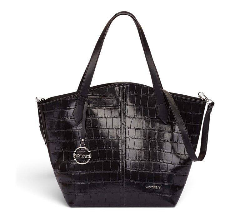Wonders WB-56006 Black Croc Tote Bag