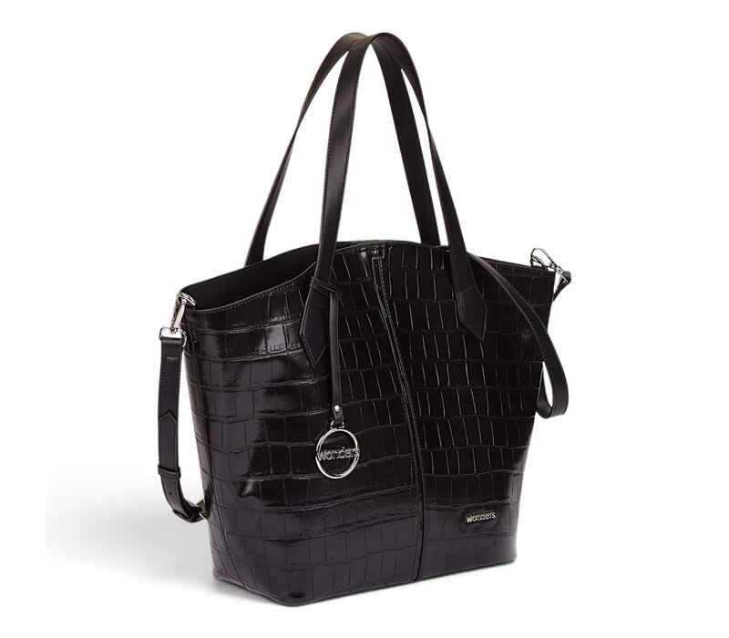 Wonders WB-56006 Black Croc Tote Bag