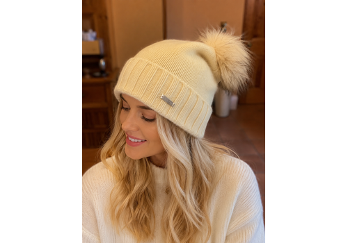 Seeberger Seeberger 16207 Cashmere Turn-up w/Fur Pom