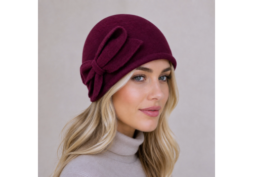 Seeberger Seeberger 19830 Burgundy Boiled Wool Beanie