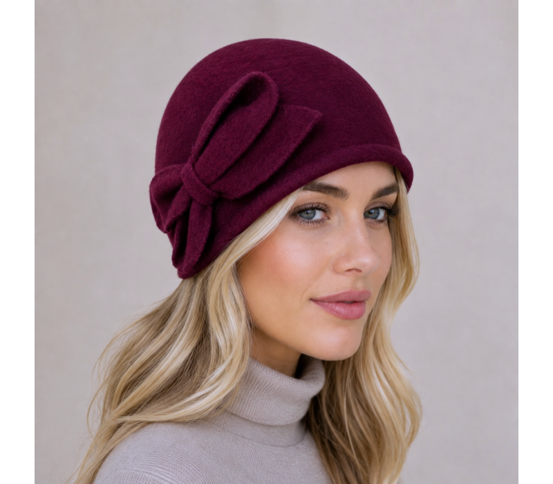 Seeberger 19830 Burgundy Boiled Wool Beanie