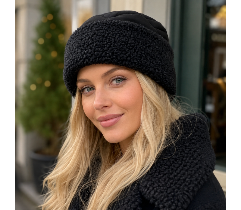 Seeberger 19880 Black Fake Fur Toque