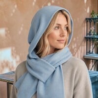 Seeberger 19969 Blue Melange Hooded Scarf