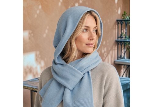 Seeberger Seeberger 19969 Blue Melange Hooded Scarf