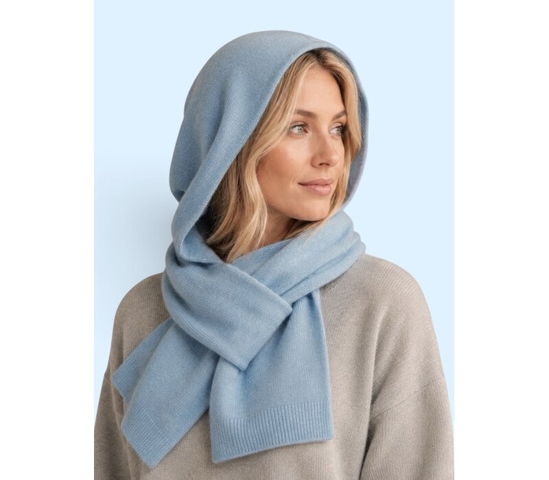 Seeberger 19969 Blue Melange Hooded Scarf