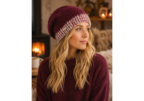 Seeberger Seeberger 19946 Wine Bouclé Yarn Headsock