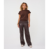Esqualo 11504 Cacao Wide Faul Leather Pants