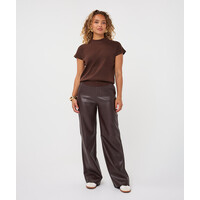 Esqualo 11504 Cacao Wide Faul Leather Pants