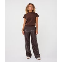 Esqualo 11504 Cacao Wide Faul Leather Pants