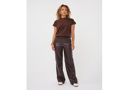 Esqualo 11504 Cacao Wide Faul Leather Pants