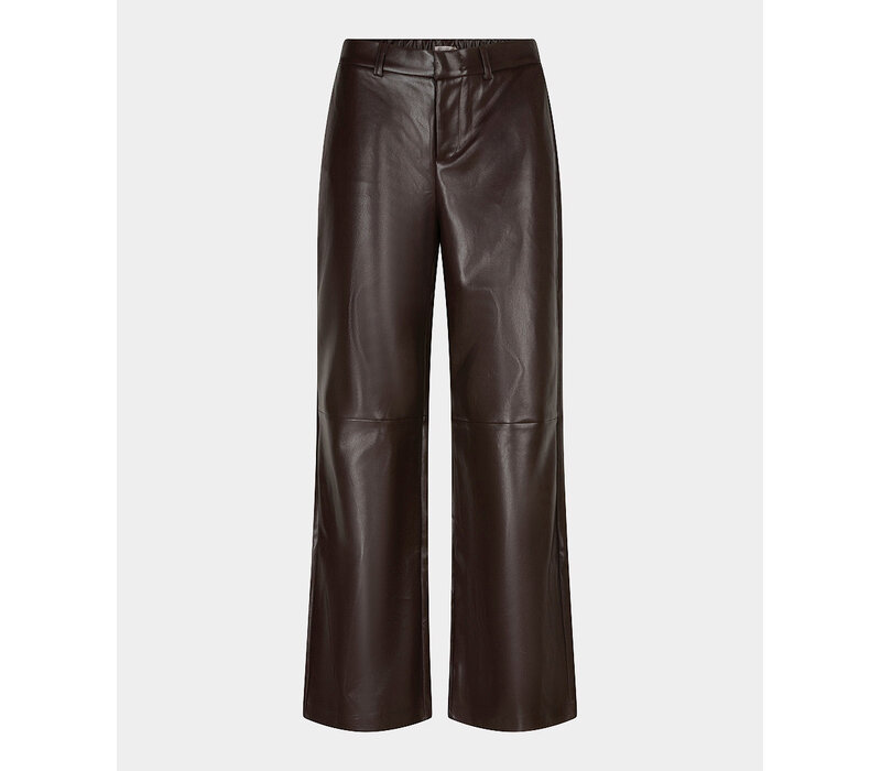 Esqualo 11504 Cacao Wide Faul Leather Pants