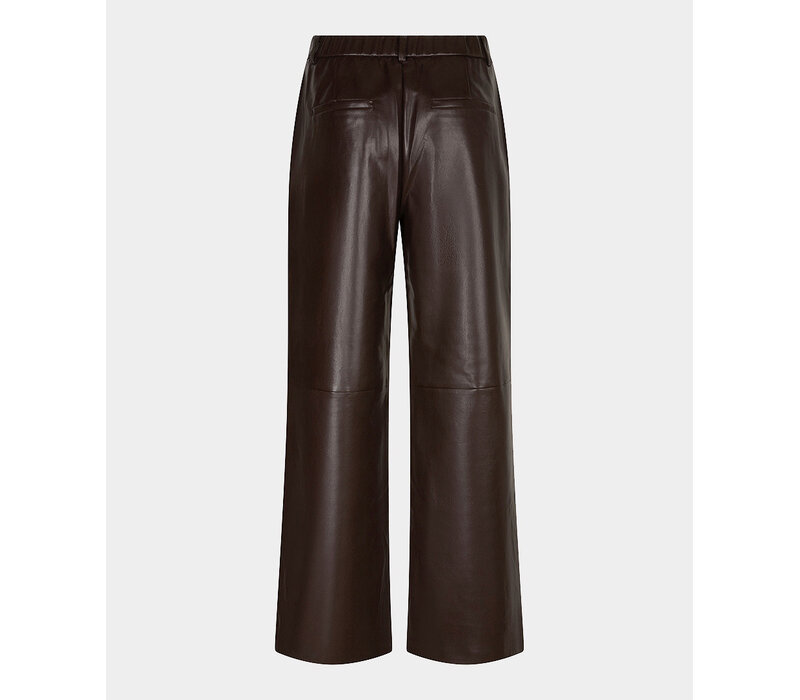 Esqualo 11504 Cacao Wide Faul Leather Pants