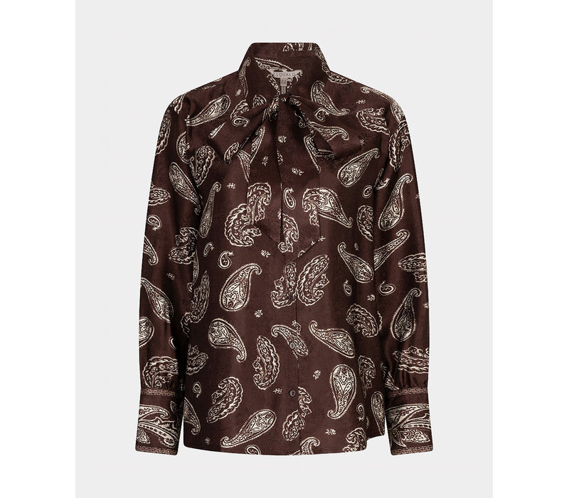 EsQualo 14505 Brown Pussybow Blouse