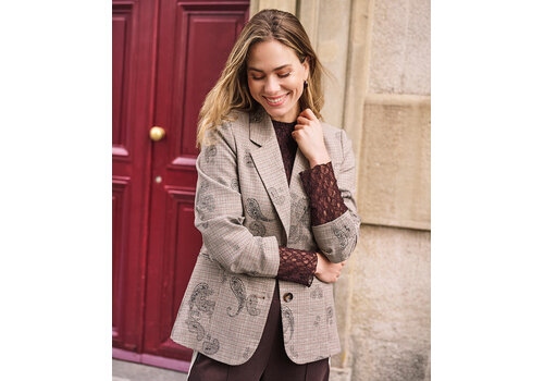 EsQualo A/W EsQualo 17507 Brown Paisley Check Blazer