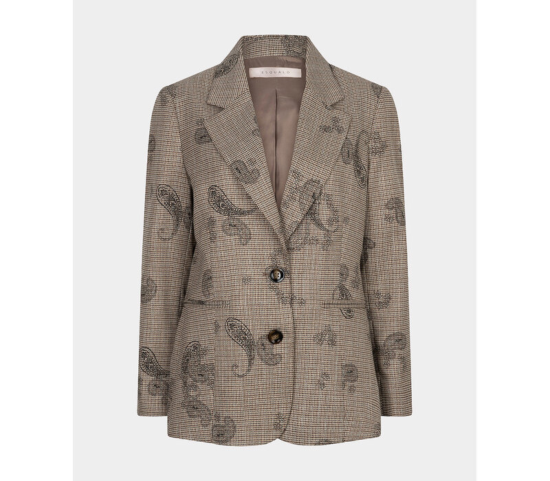 EsQualo 17507 Brown Paisley Check Blazer