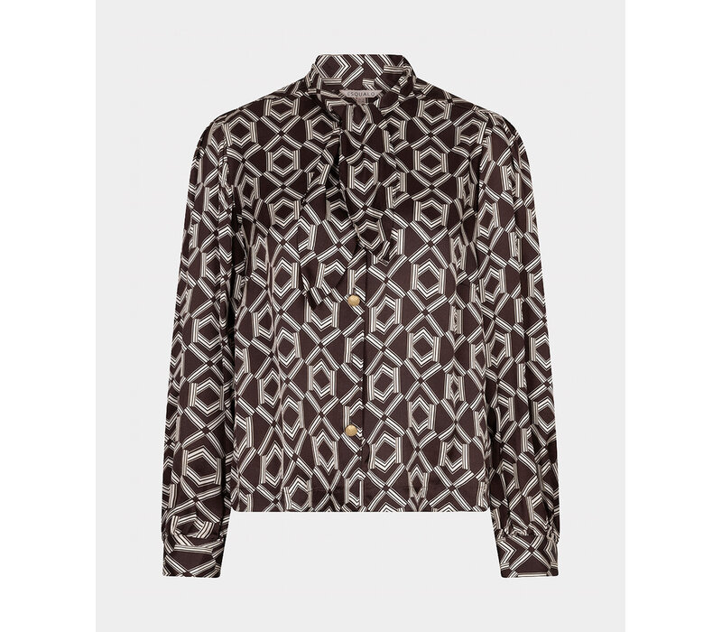 EsQualo 14508 Choco/Cream Print Blouse