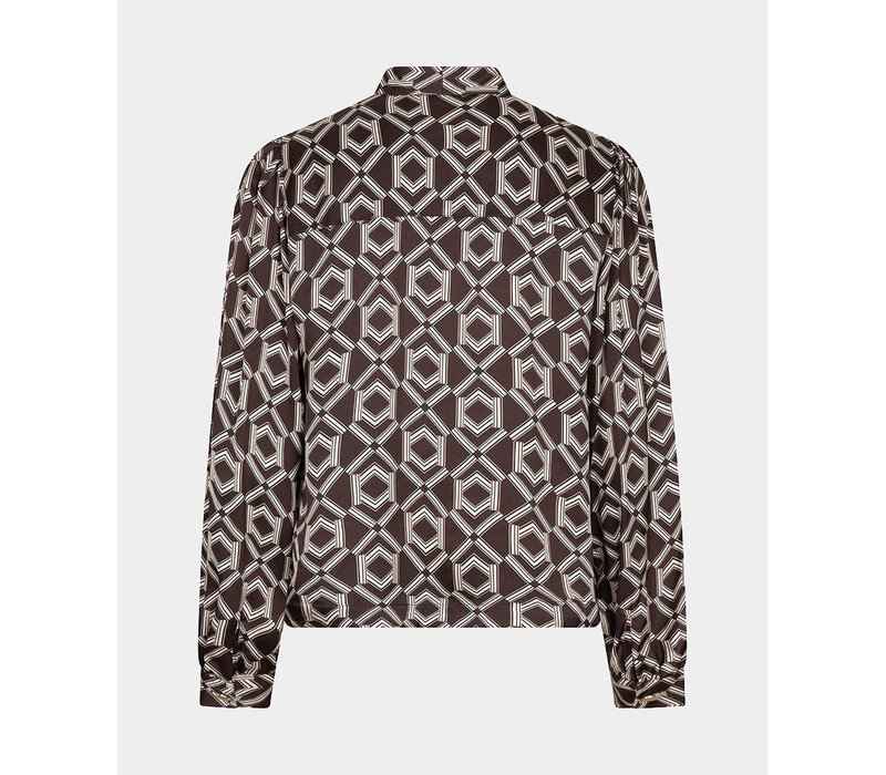 EsQualo 14508 Choco/Cream Print Blouse