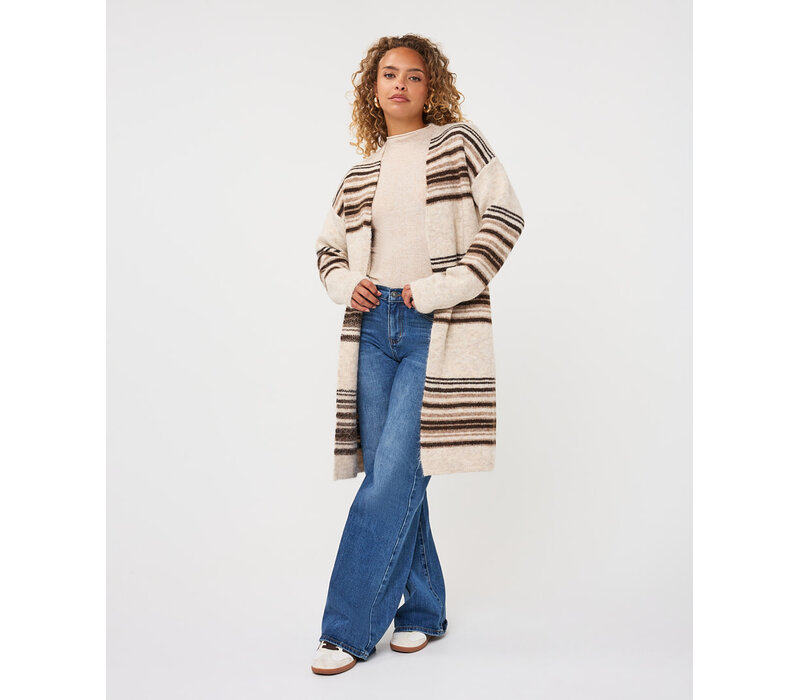 EsQualo 18504 Long Striped Cardigan