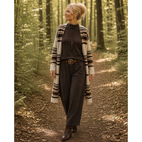 EsQualo 18504 Long Striped Cardigan
