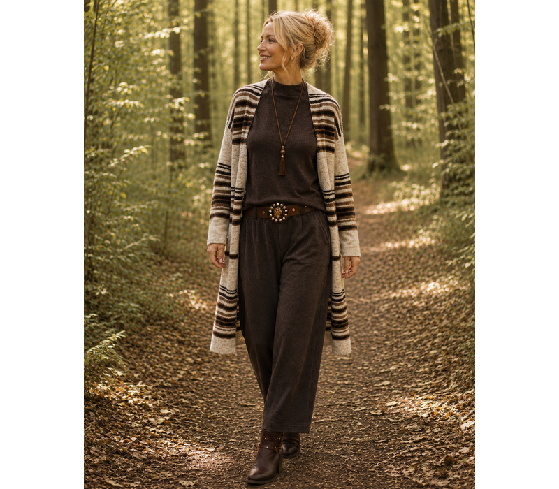 EsQualo 18504 Long Striped Cardigan