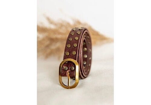 LULA Natura LULA Burgundy Studded Leather Belt