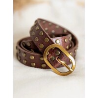 LULA Burgundy Studded Leather Belt