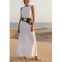 LULA Brown Leather Belt w/Gold Circle Disc