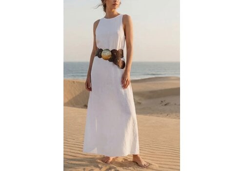 LULA Natura LULA  Brown Leather Belt w/Gold Circle Disc