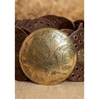 LULA Brown Leather Belt w/Gold Circle Disc