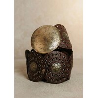 LULA Brown Leather Belt w/Gold Circle Disc