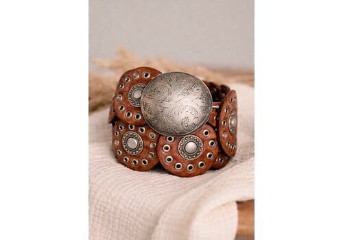 LULA Natura LULA Alpha Tan Silver Disc Leather Belt