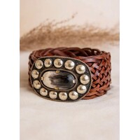 LULA Marte Plaid Leather Belt w/Buckle