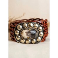 LULA Marte Plaid Leather Belt w/Buckle
