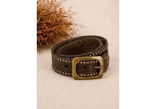 LULA Natura LULA Helios Brown Leather Belt Stud Detail