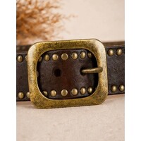 LULA Helios Brown Leather Belt Stud Detail