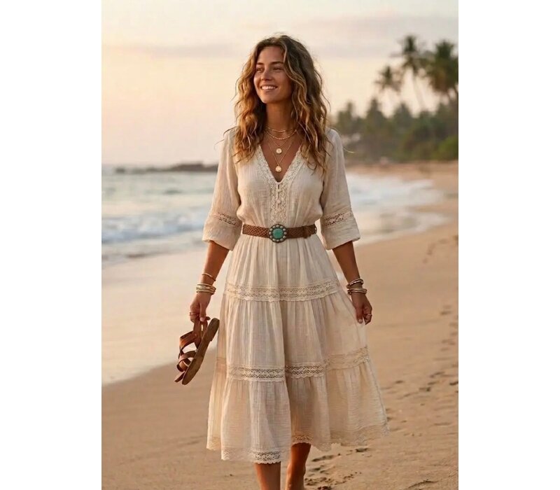 LULA Saturn Tan Belt w/Turquoise Buckle